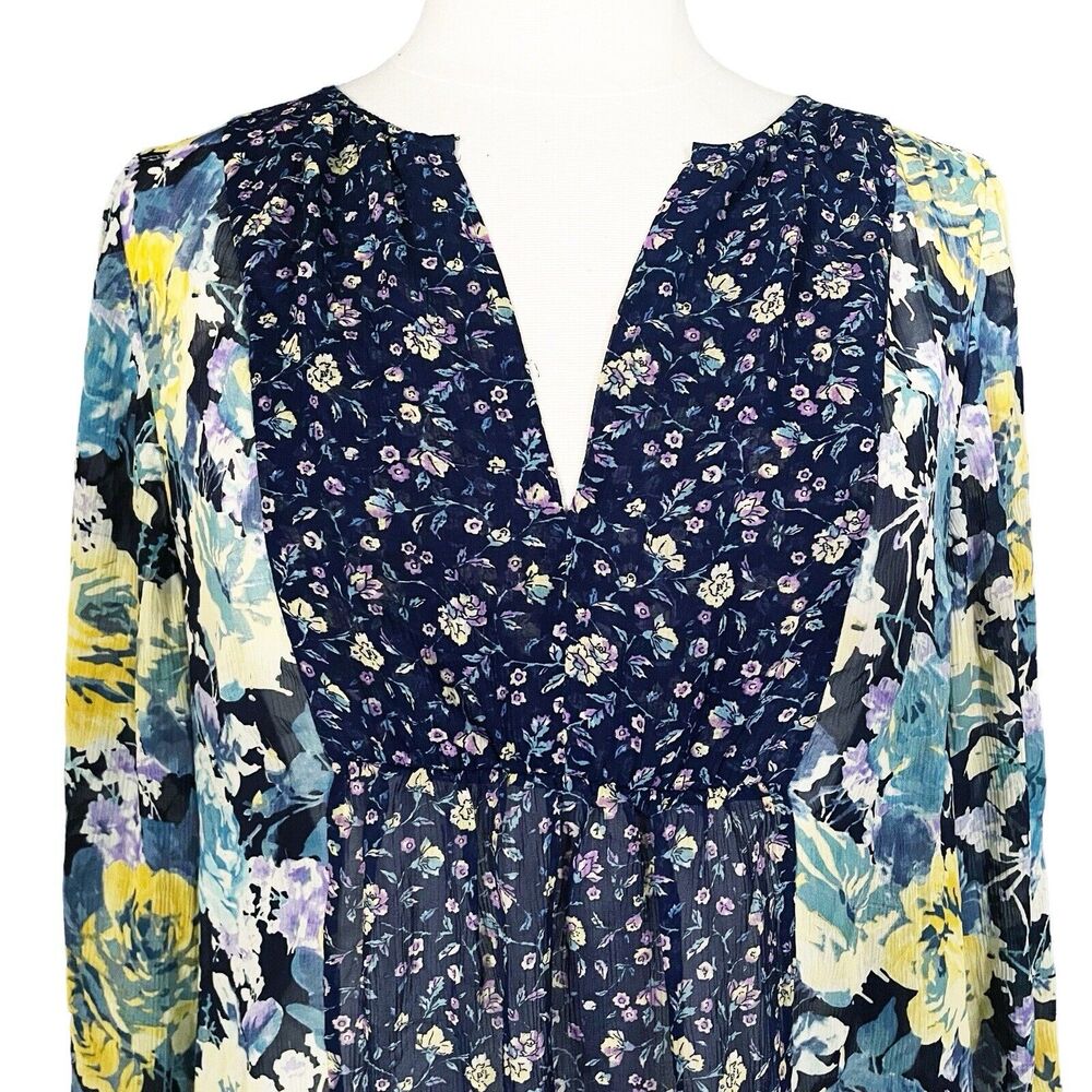 Joie Top Thistle Blouse 100% Silk Sz M Long Sleeve Lightweight Boho Popover‎ Top